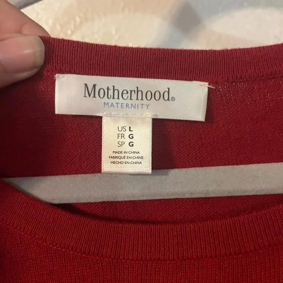 Motherhood Red Ruched Sides Maternity Pullover Sweater Long Sleeve Size L - Picture 3 of 3